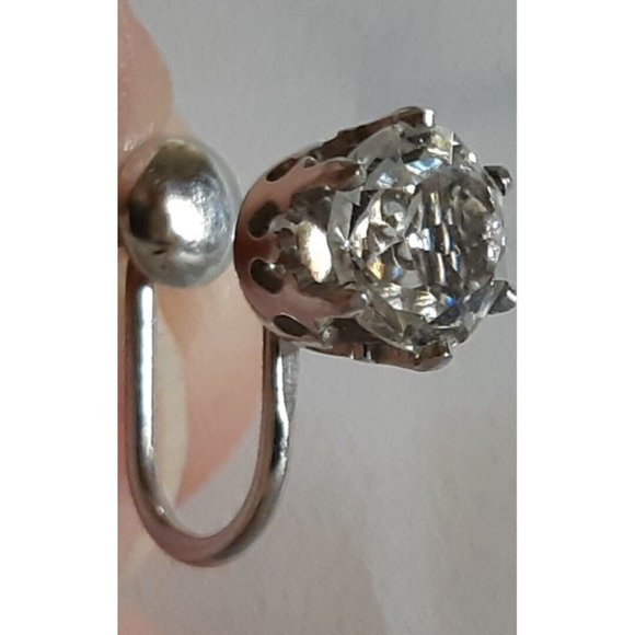 Vintage Gold Filled Earrings 1/20 12KT JMS Crystal Glass Rhinestone Screw Back - Picture 8 of 9